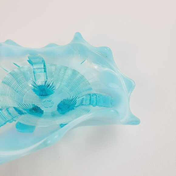 Vintage Northwood Klondyke Blue Opalescent 3-Toed Footed Triangular Bowl Dish - Picture 3 of 10